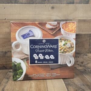 NIB Sealed CorningWare French White 20oz. Soup/Meal Mugs w/ Vented Lids 8 Set